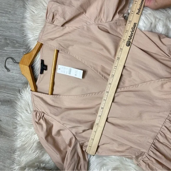 J.‎ Crew Puff Sleeve Cotton Poplin Wrap Dress V-Neck In Cream Nude - Picture 5 of 10